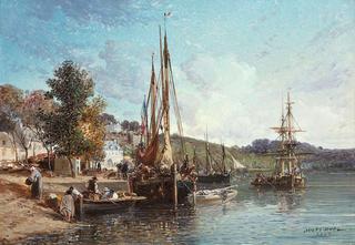 View of the Quays of Hennebont, Morbihan