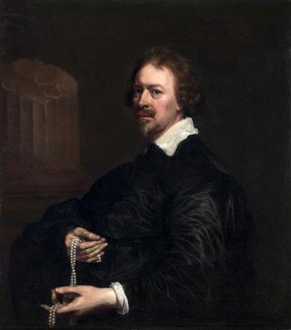 Portrait of a Man Holding  Pearl Necklace