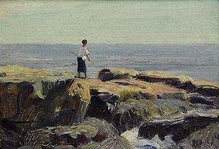 Woman fishing in Maine