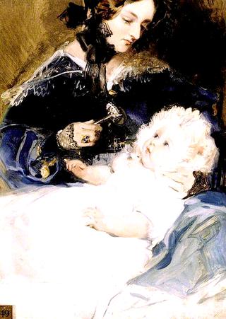 路易莎·简·罗素夫人，阿伯科恩公爵夫人，和她的女儿