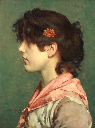 Portrait of a young woman in peasant clothes