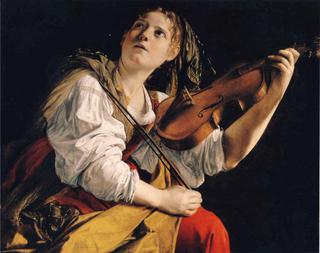 拉小提琴的年轻女子