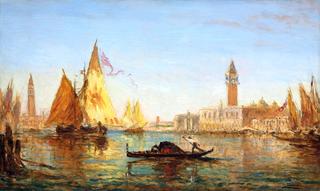 Venise, gondole et voiliers sur le Grand Canal