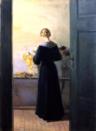 Young Woman Arranging Flowers