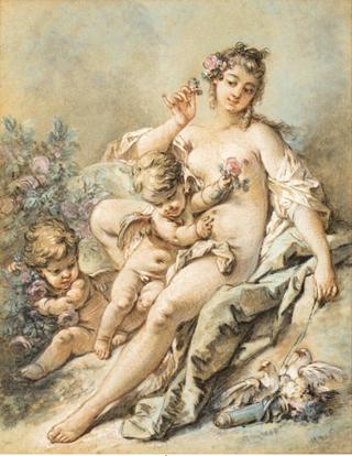 Venus Giving Roses to Two Cupids