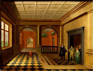 An Interior with King Charles I and Queen Henrietta Maria and Others