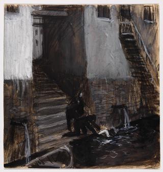 Study of a Figure Sitting on Steps