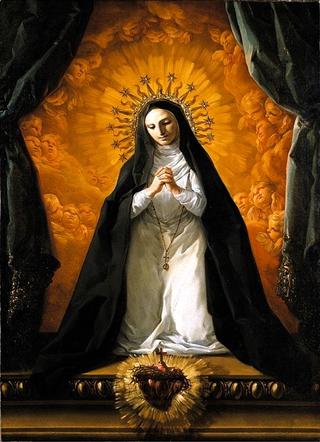 Saint Margeret Mary Alacoque Contemplating the Sacred Heart of Jesus