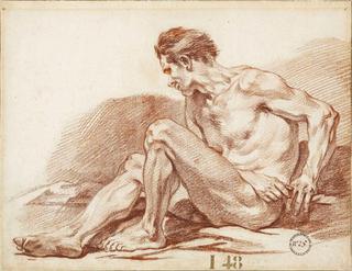 A Seated Nude in Profile to the Left