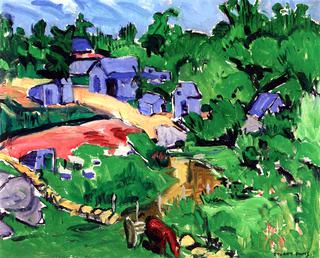 Landscape with Blue Houses