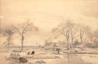 Winter Landscape  with Ice-Skater
