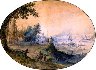 Landscape with Buildings on the Bank of a River