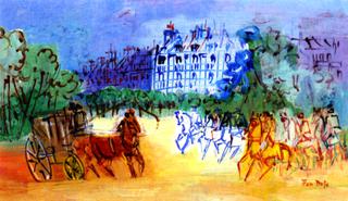 Carriage and Horsemen in the Bois de Boulogne