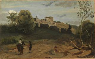 View of Genzano with a Rider and Peasant