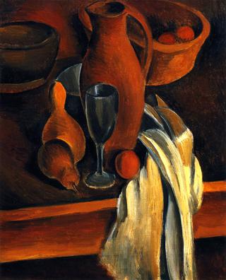Still LIfe with Earthen Jug and White Napkin