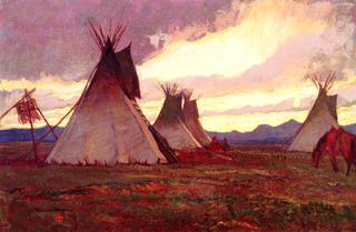 Teepees at Sunset