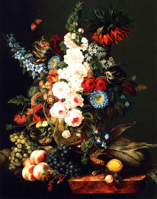 Still Life with Flowers, Fruit and Corn