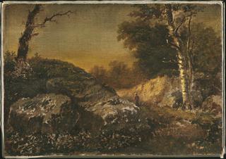 Autumn Landscape with Man Fishing