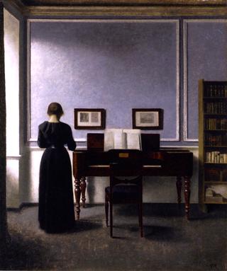 Interior: with Piano and Woman in Black