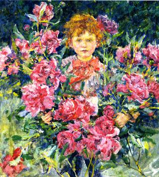 Boy with Red Peonies