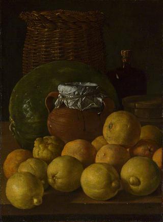 柠檬和橘子的静物画