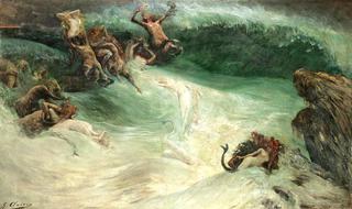 Naiades et centaures dans les vagues