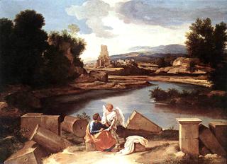 圣马太和天使风景画