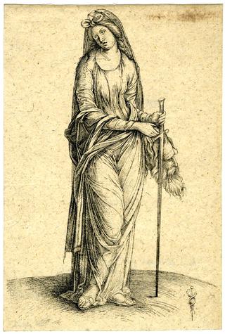 Judith with the head of Holofernes in one hand, a sword in the other