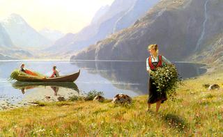 Harvesters by the Banks of a Fjord