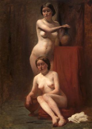 两个女性裸体：一个站着，一个坐着