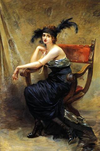Woman Sitting in a 'Dagobert' Armchair