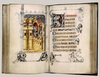 The Hours of Jeanne d'Evreux: The Miracle of the Breviary & Text Page of the Office of Saint Louis