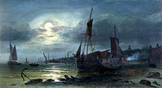 Moonrise on the Medway, Kent