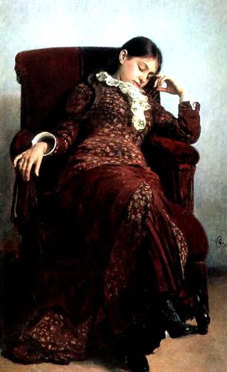 休息维拉·雷皮纳的肖像，艺术家的妻子