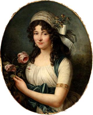Portrait of a Lady by a Rosebush