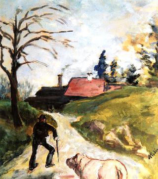 Farmer with Pig on His Way Home