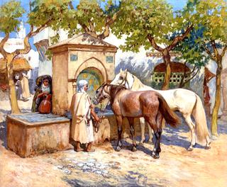 Horses Watering, Tunis