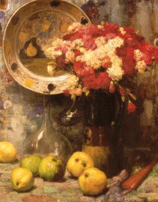 A Still-life with Flowers and Apples