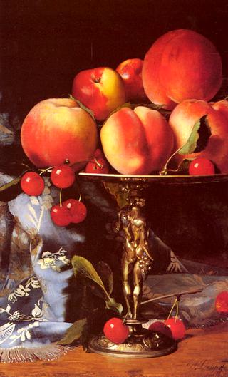 A Still Life with Peaches, Plums and Cherries
