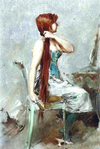 Red-haired Girl at her Toilet