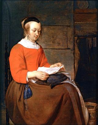 A Young Woman Reading a Letter