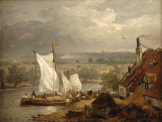 Wide Riverlandscape with Fisherboats