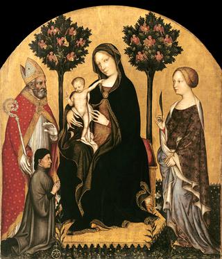 圣母子与巴里的尼古拉斯、圣凯瑟琳和两个捐助者