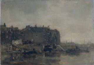 阿姆斯特丹亨德里卡德王子的房子在一个雾天