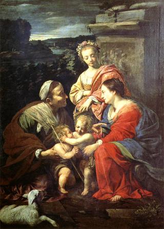 The Holy Family with Sts Elizabeth, John the Baptist and Catherine
