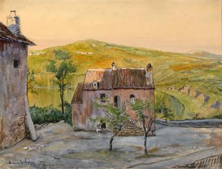 Italian Landscape with a Pink House
