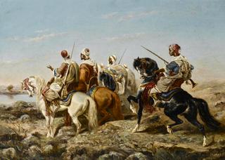 Arab Horsemen Approaching a River