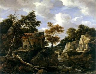 Rocky Landscape with Waterfall