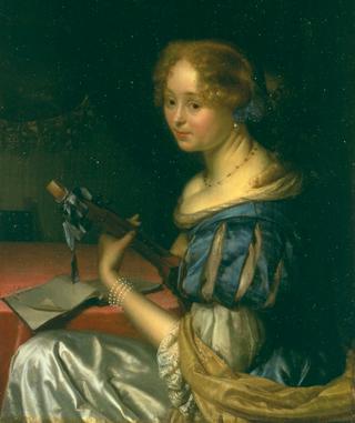Young woman with cittern