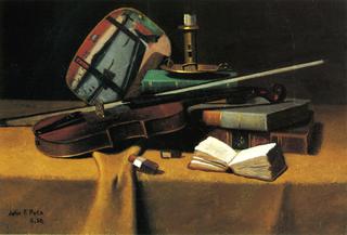 小提琴、扇子和书